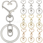 18Pcs 3 Style Alloy Keychain Clasps, Heart, Heart, 67mm, 8 clasp: 19x8.5x4.5mm(KEYC-SP0001-49B)