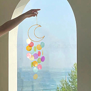 DIY Wind Chime Hanging Pendant Decoration Making Kit, Including Bamboo Rings, Shell Pendants, Cotton and Elastic Threads, Colorful, 550x150mm(WG92209-03)