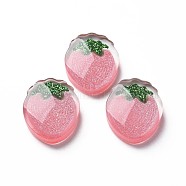 Transparent Epoxy Resin Cabochons, with Glitter Powder, Strawberry, Light Coral, 22x18x7mm(CRES-S365-31)