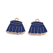 Alloy Enamel Pendants, Lead Free & Cadmium Free, Skirt Charm, Golden, Dark Blue, 17x19x1mm, Hole: 1.8mm(ENAM-T020-92)