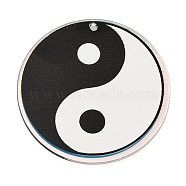 Acrylic Pendants, Blue, Yin-yang, 35.5x1.5mm, Hole: 1.6mm(OACR-A034-03D)