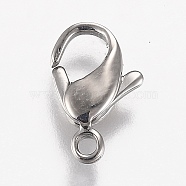 Polished 316 Surgical Stainless Steel Lobster Claw Clasps, Stainless Steel Color, 12.5x8x3mm, Hole: 1.7mm(STAS-Z013-09P)