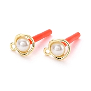 Alloy Stud Earring Findings, with 925 Sterling Silver Pin and ABS Plastic Imitation Pearl, with Loop, Twist, Golden, 11.5x9mm, Hole: 1.5mm, Pin: 0.7mm(EJEW-J102-02G)