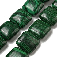 Synthetic Malachite Beads Strands, Square, 16~16.5x16~16.5x7~7.5mm, Hole: 0.7mm, about 25pcs/strand, 15.71''(39.9cm)(G-B071-A01-01)