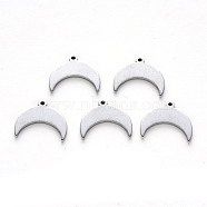 304 Stainless Steel Charms, Laser Cut, Crescent Moon/Double Horn, Stainless Steel Color, 13x15x1mm, Hole: 1mm(STAS-N092-19)
