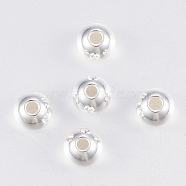 304 Stainless Steel Beads, Round, Silver Color Plated, 5x4.5mm, Hole: 1.5mm(X-STAS-H394-03S)