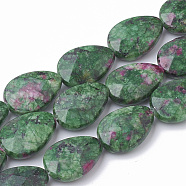 Natural Ruby in Zoisite Beads Strands, Faceted, Dyed, teardrop, 18x13x5mm, Hole: 1mm, about 22pcs/strand, 15.5 inch(G-S292-20)