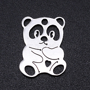 Non-Tarnish 201 Stainless Steel Pendants, Panda, Stainless Steel Color, 16x12x1mm, Hole: 1.5mm(STAS-N090-JN863-1)