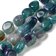 Natural Agate Beads Strands, Dyed & Heated, Nuggets, Tumbled Stone, Dark Cyan, 14~15x10~14x8~9.5mm, Hole: 1.6mm, about 12~13pcs/strand, 7.09~7.48''(18~19cm)(G-H295-D01-12)
