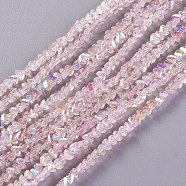 Electroplate Glass Beads Strands, AB Color Plated, Triangle, Pink, 2.2~3x3~4.7x2~3mm, Hole: 0.7mm, about 171~181pcs/strand, 12.4 inch~14.84 inch(31.5~37.7cm)(EGLA-E057-01B-01)