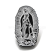 Holy Virgin Safety Enamel Pins, Black Alloy Badge for Suit Shirt Collar, Men/Women, Black, 30x17x1.5mm(JEWB-L016-05EB)