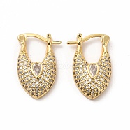 Clear Cubic Zirconia Teardrop Hoop Earrings with Glass, Brass Jewelry for Women, Golden, 22x14x4.5mm, Pin: 1x0.6mm(EJEW-A095-05G)