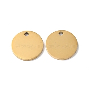 304 Stainless Steel Charms, Stamping Blank Tag, Flat Round Charm, Real 18K Gold Plated, 13x1.3mm, Hole: 1.6mm(STAS-Q308-09H-G)
