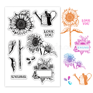 PVC Plastic Stamps, for DIY Scrapbooking, Photo Album Decorative, Cards Making, Stamp Sheets, Sunflower Pattern, 16x11x0.3cm(DIY-WH0167-56-439)