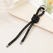 Rhinestone Keychain, Knot Strap Bag Hanging Accessories, Black, 170mm(PW-WGEB6D9-08)