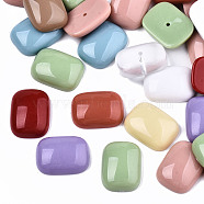 Mixed Opaque & Transparent Resin Beads, Half Drilled, Rectangle, Mixed Color, 20.5x15.5x6.5mm, Hole: 1.2mm(RESI-T048-06)