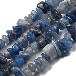 Dyed & Heated Natural Blue Aventurine Chip Beads Strands, 1~5x5~11.5x4.5~7mm, Hole: 1mm, 30.71''(78cm)(G-M205-10C)