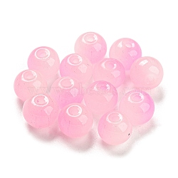 Two Tone Spray Painting Glass Beads, Imitation Jade Glass, Round, Pearl Pink, 10mm, Hole: 1.8mm, 200pcs/bag(GLAA-L046-03D)