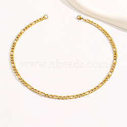 Stainless Steel Figaro Chain Necklace for Women, Golden, 17.72 inch(45cm)(XQ5434)