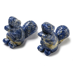 Natural Sodalite Carved Healing Squirrel Figurines, Reiki Energy Stone Display Decorations, 35.5~36.5x18~19x51mm(DJEW-D012-01C)