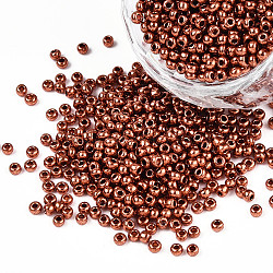 11/0 Grade A Round Glass Seed Beads, Dyed, Sienna, 2.3x1.5mm, Hole: 1mm, about 48500pcs/pound(SEED-N001-C-0570)