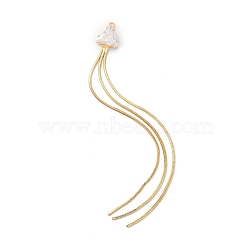 Brass with Clear Glass Big Pendants, Jellyfish Charms, Real 18K Gold Plated, 100x9x6mm, Hole: 1.5mm(KK-G465-46G)