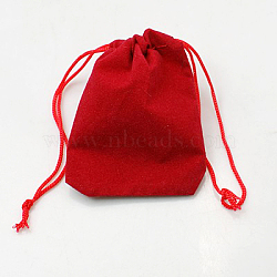 Velvet Cloth Drawstring Bags, Jewelry Bags, Christmas Party Wedding Candy Gift Bags, Red, 7x5cm(X-TP-C001-50x70mm-2)