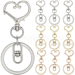 18Pcs 3 Style Alloy Keychain Clasps, Heart, Heart, 67mm, 8 clasp: 19x8.5x4.5mm(KEYC-SP0001-49B)