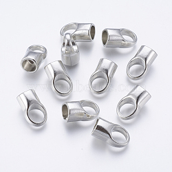 Brass Cord Ends, Cadmium Free & Lead Free, Platinum Color, 12x19mm, Hole: 8mm, Inner Diameter: 8mm(KK-19X12-P)