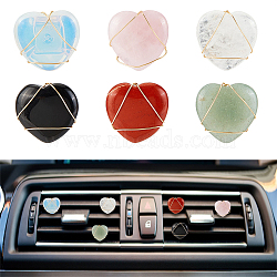 6Pcs Heart Gemstone Car Air Vent Clips, Cute Automotive Interior Trim, with Magnetic Ferromanganese Iron & Plastic Clip, 33mm, 6pcs/set(AJEW-PH00496-05)