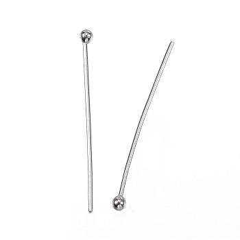 304 Stainless Steel Ball Head Pins, Stainless Steel Color, 25mm, Pin: 0.7mm, 21 Gauge, Head: 2mm