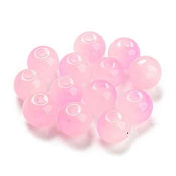 Two Tone Spray Painting Glass Beads, Imitation Jade Glass, Round, Pearl Pink, 10mm, Hole: 1.8mm, 200pcs/bag
