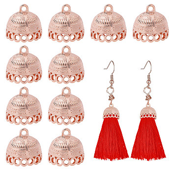 10Pcs Tibetan Style Alloy Pendant Bails, Tassel Cap Bail, Rose Gold, 19.5x20mm, Hole: 2.5mm, Inner Diameter: 17mm