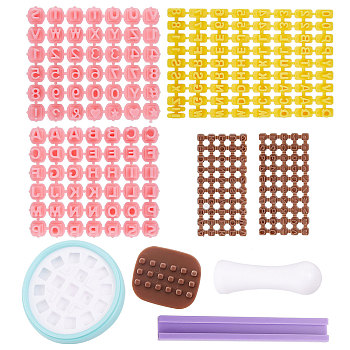 3 Sets 3 Style Clay Craft Tools Sets, Including PP Plastic Stamp Sets, Pusher, Mixed Color, 1 set/style