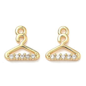Brass Micro Pave Cubic Zirconia Hanger Charms, Nickel Free, Real 18K Gold Plated, Clear, 8x8x2mm, Hole: 1mm
