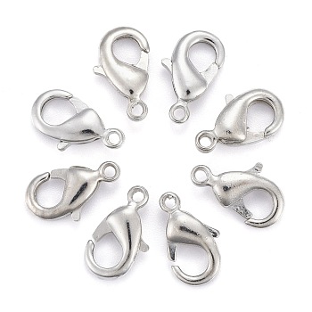 Platinum Brass Lobster Claw Clasps, Parrot Trigger Clasps, Nickel Free, 12x7x3mm, Hole: 1mm
