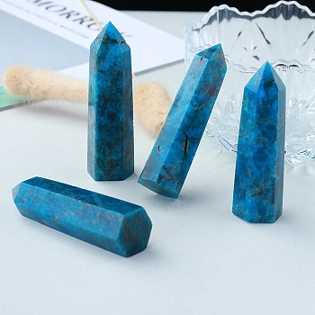 Point Tower Natural Apatite Home Display Decoration, Healing Stone Wands, for Reiki Chakra Meditation Therapy Decors, Hexagon Prism, 70~80mm