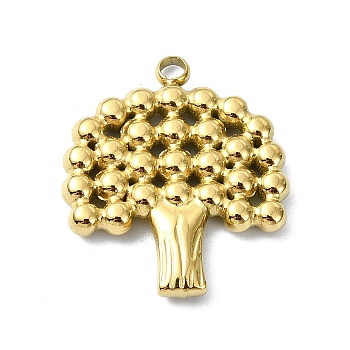 Ion Plating(IP) 304 Stainless Steel Pendants, Real 18K Gold Plated, Tree, 21x18.5x3mm, Hole: 2mm