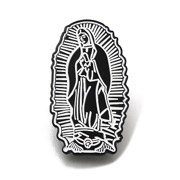 Holy Virgin Safety Enamel Pins, Black Alloy Badge for Suit Shirt Collar, Men/Women, Black, 30x17x1.5mm