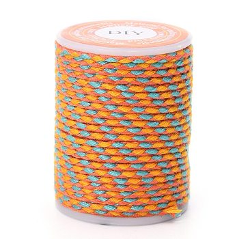 4-Ply Polycotton Cord Metallic Cord, Handmade Macrame Cotton Rope, for String Wall Hangings Plant Hanger, DIY Craft String Knitting, Orange, 1.5mm, about 4.3 yards(4m)/roll