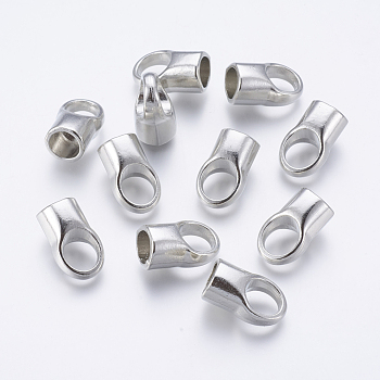 Brass Cord Ends, Cadmium Free & Lead Free, Platinum Color, 12x19mm, Hole: 8mm, Inner Diameter: 8mm