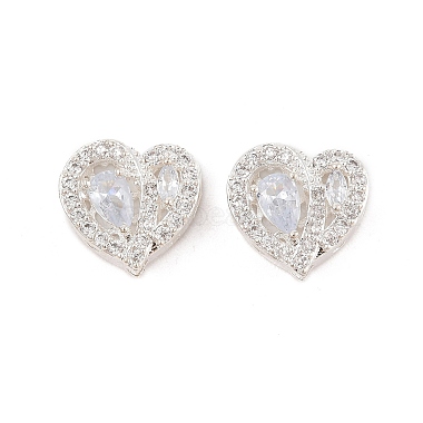 Heart Brass+Cubic Zirconia Beads