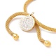 Crystal Rhinestone Flat Round Charm Slider Bracelet with Round Mesh Chain for Women(BJEW-C013-07G)-4