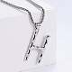 3Pcs Stainless Steel Textured Letter Pendant Box Chain Necklaces(LW4134-34)-1