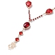 Red Oval & Teardrop Glass Lariat Necklace with Brass Chains(NJEW-A015-18KCG)-2