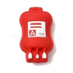 Medical Theme Silicone Beads, Focal Beads, Blood Bag, Red, 36x21x16mm, Hole: 2mm(SIL-D013-06A)
