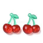 Transparent Acrylic Pendants, Cherry Charms, Red, 32x25.5x12mm, Hole: 1.6mm(AC-CBA97EB-04A)