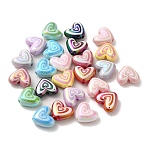 Plated AB Acrylic Beads, Heart, Mixed Color, 14.5x17x7.5mm, Hole: 2.3mm(X-OACR-B020-03)