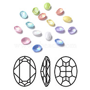 K9 Faceted Glass Pointed Back Rhinestone Cabochons, Oval, Mixed Color, 8x6x3.5mm(GLAA-H106-A01-JM)