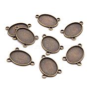 Tibetan Style Alloy Cabochon Connector Settings, Cadmium Free & Nickel Free & Lead Free, Oval, Antique Bronze, Tray: 18x25mm, 31x23x2mm, Hole: 3mm, about 330pcs/1000g(TIBE-Q079-18x25-AB-FF)